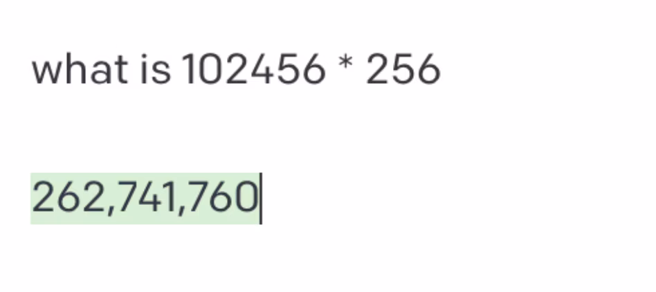 Screenshot showing how ChatGPT fails at basic arithmetic operations