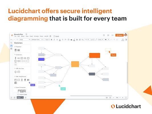 Product screenshot from google marketplace showing how lucid chart offers diagramming in google sheets
