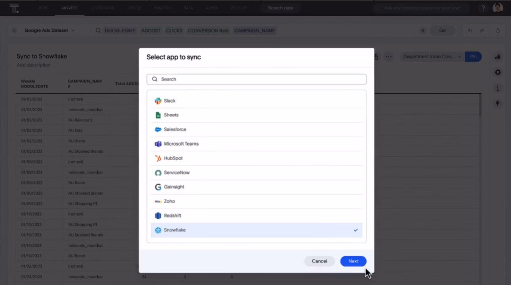 Sync with apps