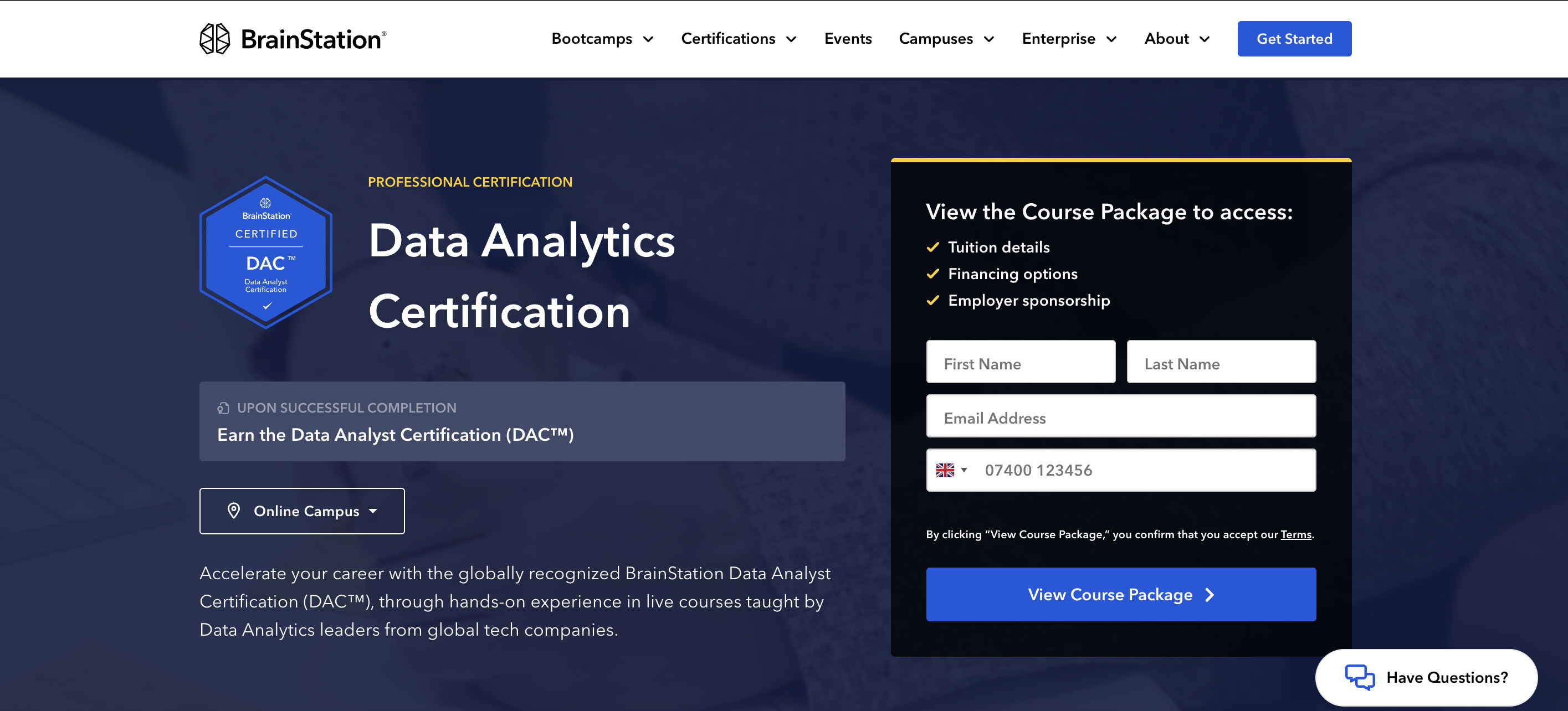 BrainStation Data Analytics Certificate