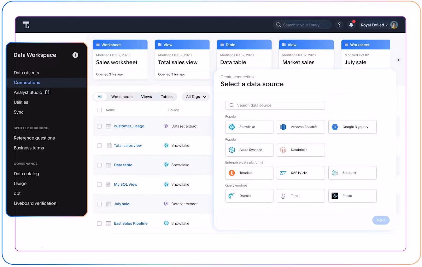 Cloud data connectivity in ThoughtSpot